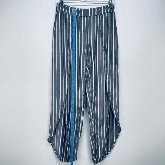 Free People Pants Size 2 Women’s Grey White Striped Split Hem Rosemary - Picture 5 of 14